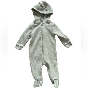 George Light Green Waffle Hooded Dinosaur Baby Footie 3/6 months